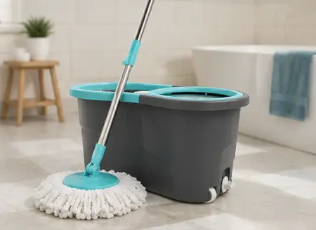 yBUDYpHTPyHi0XJ0vHmqUJcchjLagzOcnnHiVyl8.webp 360° Spin Mop Set with Twin Bucket – Microfiber Floor Cleaning Mop with 2 Refill Heads ( default, OS )