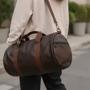 Elite Alluring Handbag – PU Gym Duffle Bag with 2 Compartments & Zip Closure ( brown, OS )