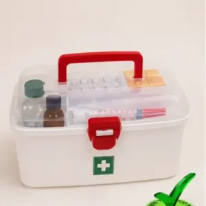 Multipurpose Medicine Storage Box with Handle | Plastic First Aid Kit Organizer with 2 Compartments (White) ( default, OS )